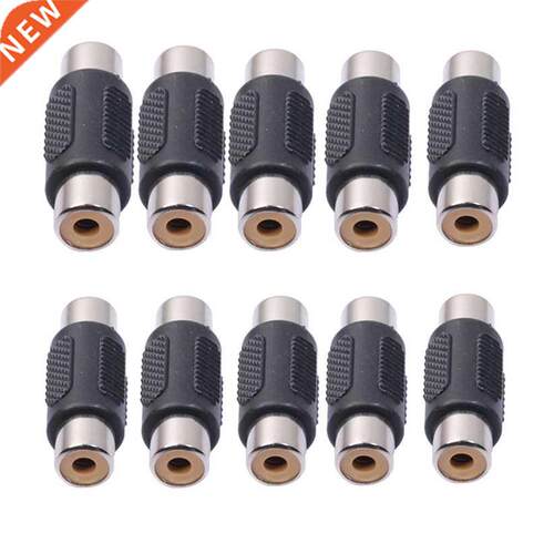 10-Pack Black Female to Female RCA Connector AV Joiner Coupl