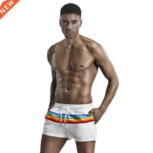 Men	s sport running beach Short pants rainbow swimming tr