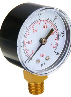 1Pc 1/4 BSPT Low Pressure Gauge 50mm 0-15 PSI 0-1 Bar Durabl