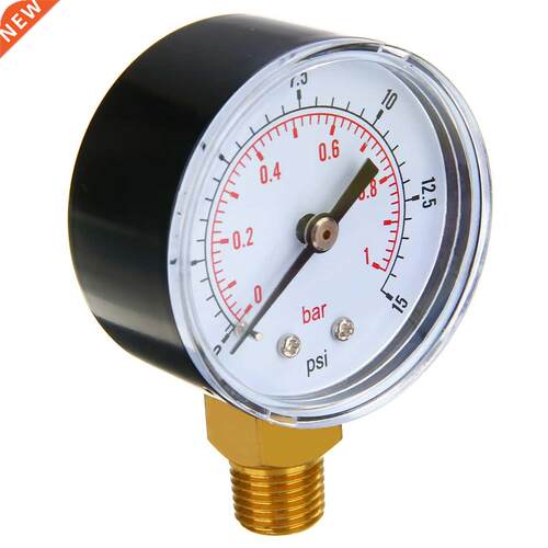 1Pc 1/4 BSPT Low Pressure Gauge 50mm 0-15 PSI 0-1 Bar Durabl