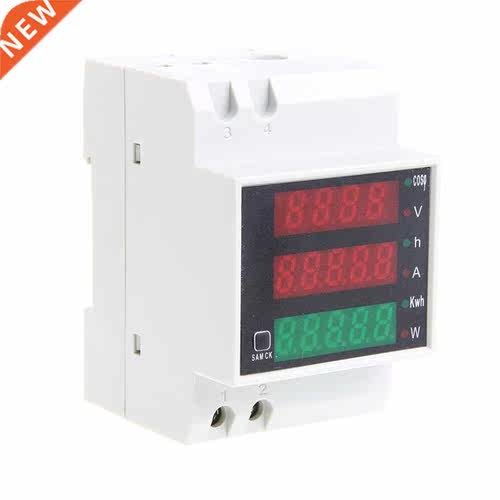 Din Rail LED AC 80-300V 0-100.0A Multi-function Voltmeter Am