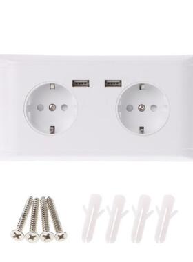 16A Double Wallu007FSocket Charger Adapter 2 USB Ports EU P
