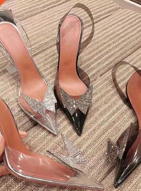 2022 New Early Spring Pointed Transparent Sandals Female Bao