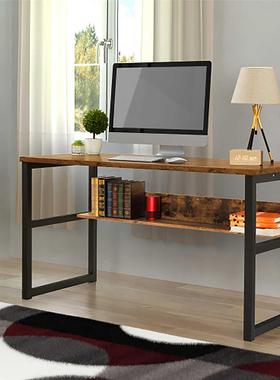 55.1inch Computer Desk With Bookshelf Modern Office Desk Wit