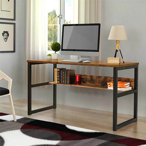 55.1inch Computer Desk With Bookshelf Modern Office Desk Wit