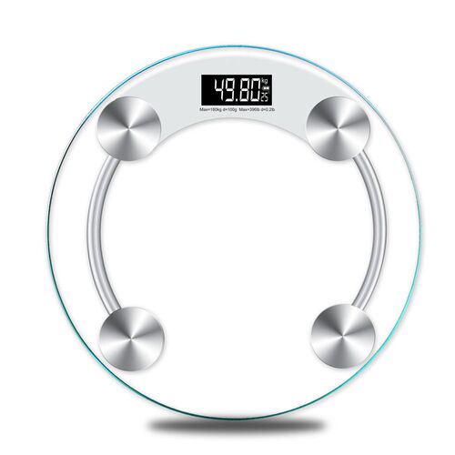 Round Electronic Weight Scale LCD Display Toughened Glass
