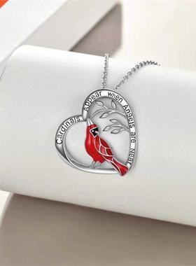 1pc Cardinal Parrot Moon Necklace Red Bird Cardinals Appear