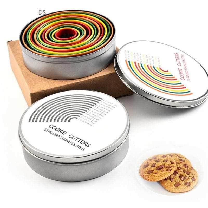 Set Of 12 Round Cookie Cutter Circle Biscuits Cutters With S