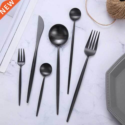 Matte Black Cutlery Set Stainless Steel Flatware Set Kitchen