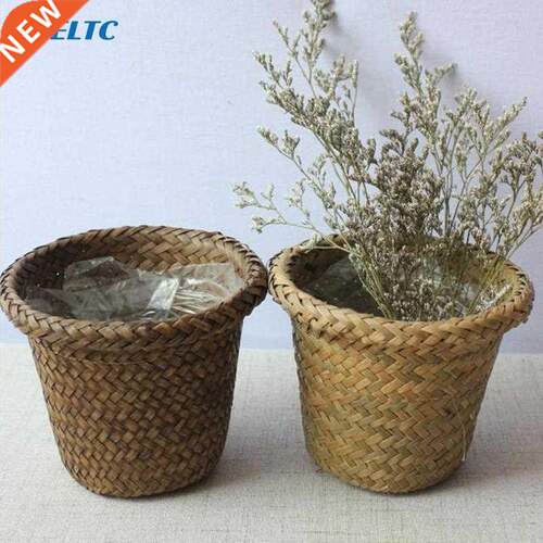 1PCS Household Natural Woven Storage Pot Garden Flower Baske