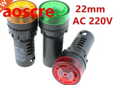 16-22SM AC 220V 22mm Flash Signal Light Red LED Active Bu