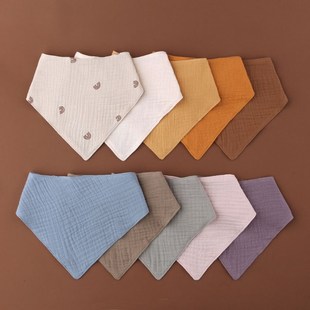 Baby Infant Cotton Bib Newborn Solid Color Triangle Scarf Fe