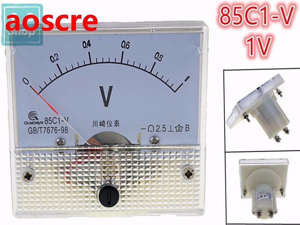 1PCS 85C1 1V Analogue DC Voltage Needle Panel Meter Voltmete