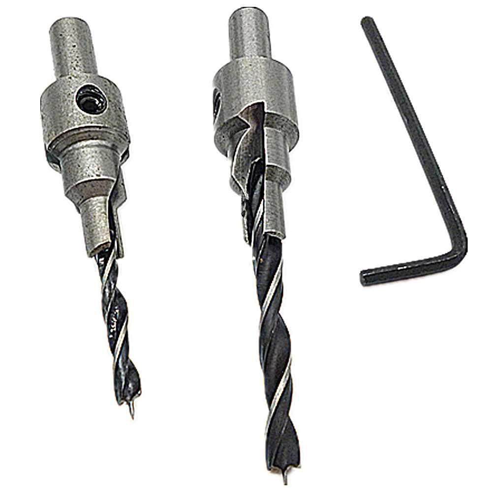 2pc tapered drill countersink bit screw set pilot hole 4mm-6