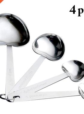 4pcs/set Measuring Spoon Stainless Steel Heart Shape Measure