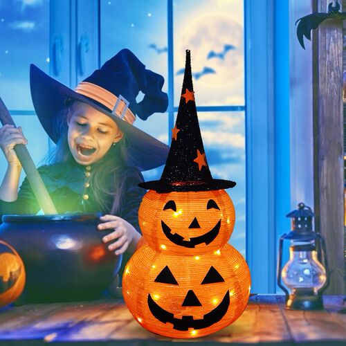50LED Halloween Pumpkin Paper Lantern Luminous Hanging Light