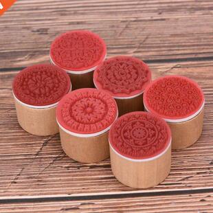 Stamp Patt Flowers Round Floral Rubber Styles Wooden