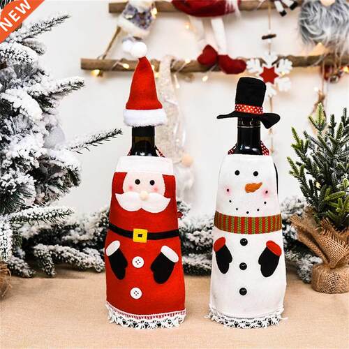 1PC Cartoon Doll Wine Bottle Cover Cloth Apron With Cap Red
