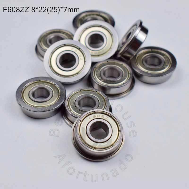 Flange 10pcs F608ZZ 8*22(25)*7(mm) Free shipping chrome ste