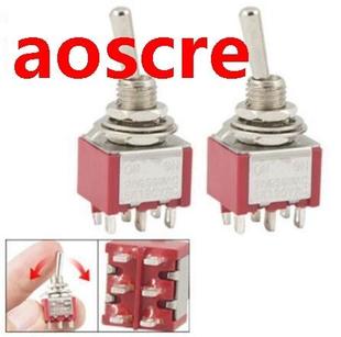 2 Pcs red ON/ON 2 Position Double Pole Double Throw Toggle S