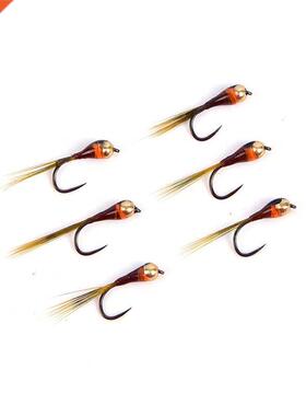 6PCS Hook Tungsten Perdigon Nymph Small Beadheads Fly Rainbo