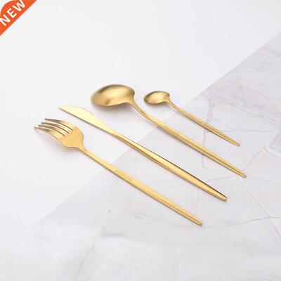 Matte Golden Cutlery Set 24Pcs Forks Knives Spoons Stainles