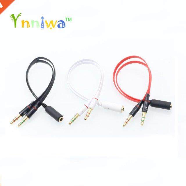 10pcs/lot 3.5mm 1 Female to 2 male AUX Audio Cable Mic Split