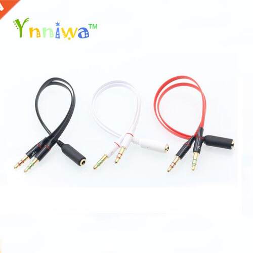 10pcs/lot 3.5mm 1 Female to 2 male AUX Audio Cable Mic Split