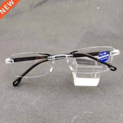 Anti Blue Ray Reading Glasses Men Women Rimless Cutting Pres
