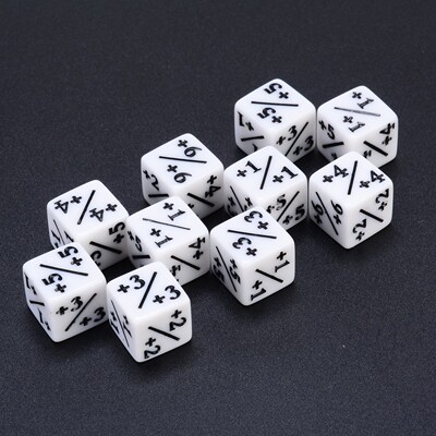 10pcs White Dice Counters +1/+1   The Gathering  MTG  Poker