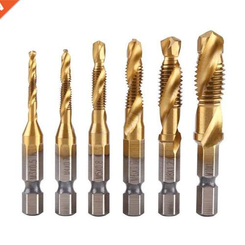 6pcs/set 1/4 Hex Shank Drill Bit HSS Screw Tap Drill Bits Si