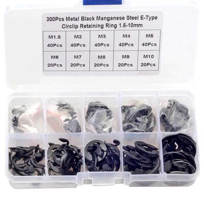 00pcs E Clip Circlip Washer Assortment Kit Black Manganese