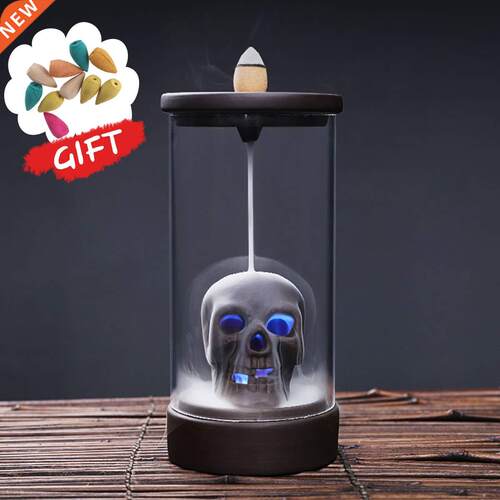 Ceramic Handicraft Skull Incense Windproof Waterfall Backflo