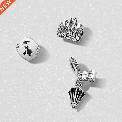 Real 925 Sterling Silver Mary charm poppins Umbrella jewelry