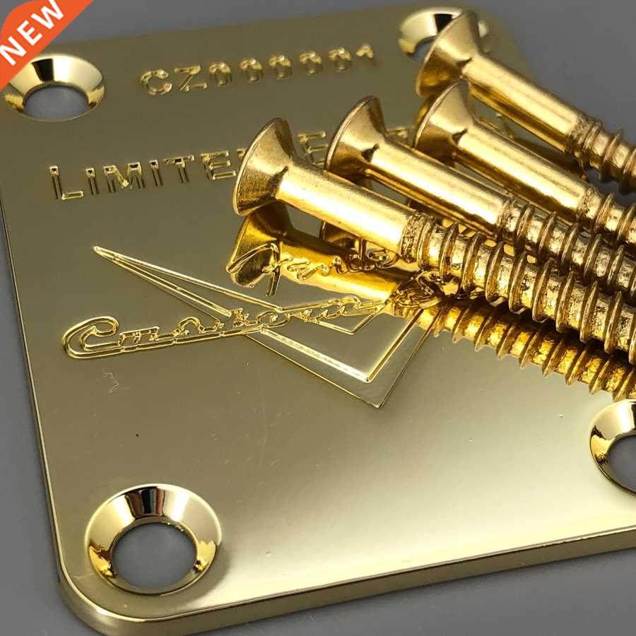Guitar Neck Plate Custom Shop Limited Edition Chrome Gold Bl