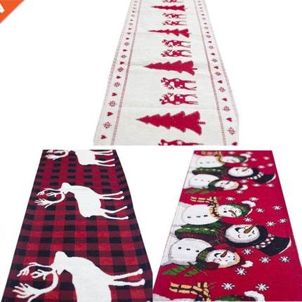 Christmas Tablecloth Tree Snowman Elk Table Runner Merry Xma