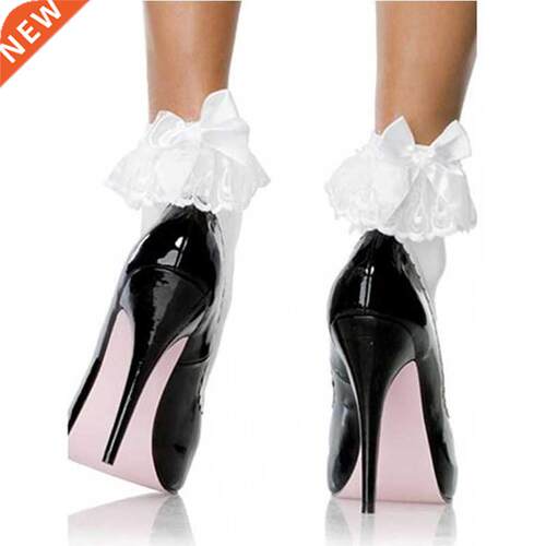 Comeondear White Ankle Socks With Bow Cotton Lace Ruffle Pri