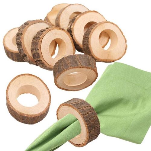 10pcs Natural Wooden Napkin Rings for Home Hotel Weddings Pa