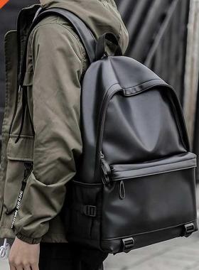 New Fashion Men Leather Backpack Black School Bags for Teena