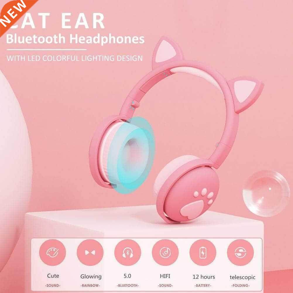 Wireless Headphone Bluetooth Headphones Cat Ear LED Light Up