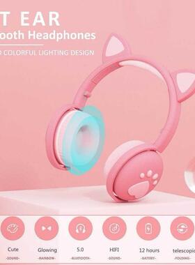 Wireless Headphone Bluetooth Headphones Cat Ear LED Light Up