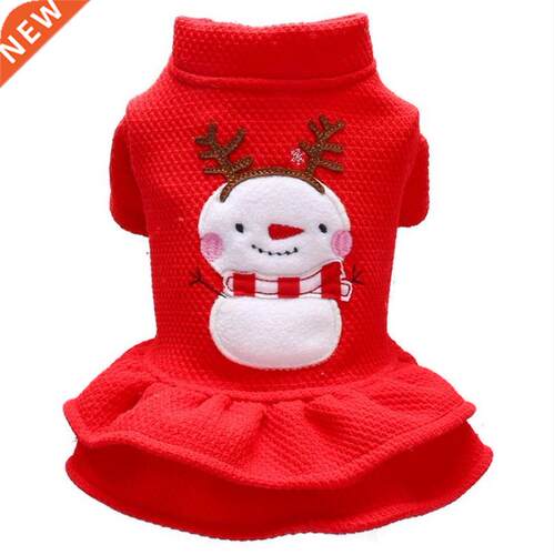 New Dog Cat Christmas Dress Hoodie Snowman Design Pet Puppy