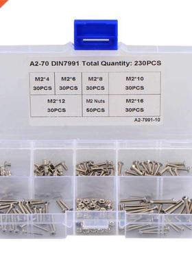 230PCS Countersunk Head M2 Socket Hex Hexagon Screw Set DN7