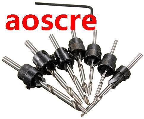 7Pcs Woodworking Countersink Drill Bits Set, Tapered High-Sp