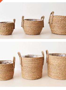 Nordic Handme Straw Storage Basket Rattan Floor Indoor Flo