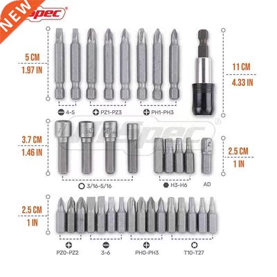 34pc Screwdrver Bt Nut Drver Set Magnetc Bt Holder Scre