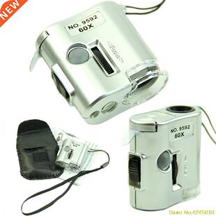 60X Microscope Illuminated Magnifier Glass Jeweler Loupe Len