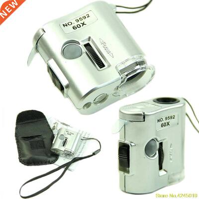 60X Microscope Illuminated Magnifier Glass Jeweler Loupe Len