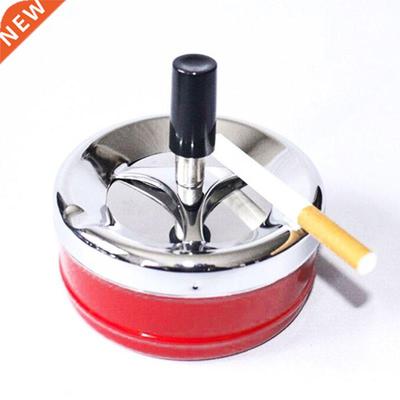 Portable Metal Spinning Ashtray With Press Rotating Lid Prac