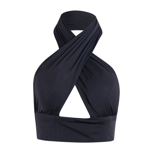 Women Strappy Cross Over Front Cut Out Halter Neck Sleeveles